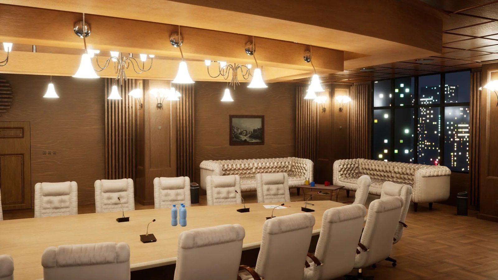 Conference Room virtual production standing set — angle 12 on the L.A. & ABQ Castle Studios stage