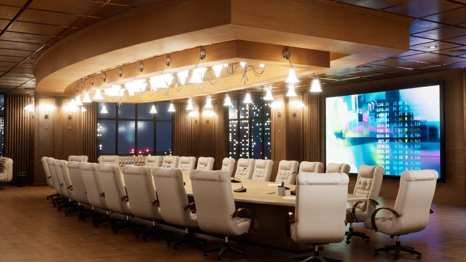 Conference Room virtual production standing set — angle 6 on the L.A. & ABQ Castle Studios stage