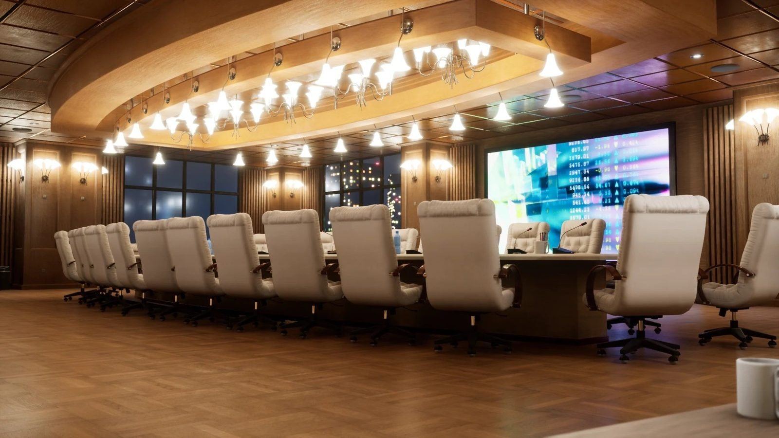 Conference Room virtual production standing set — angle 9 on the L.A. & ABQ Castle Studios stage