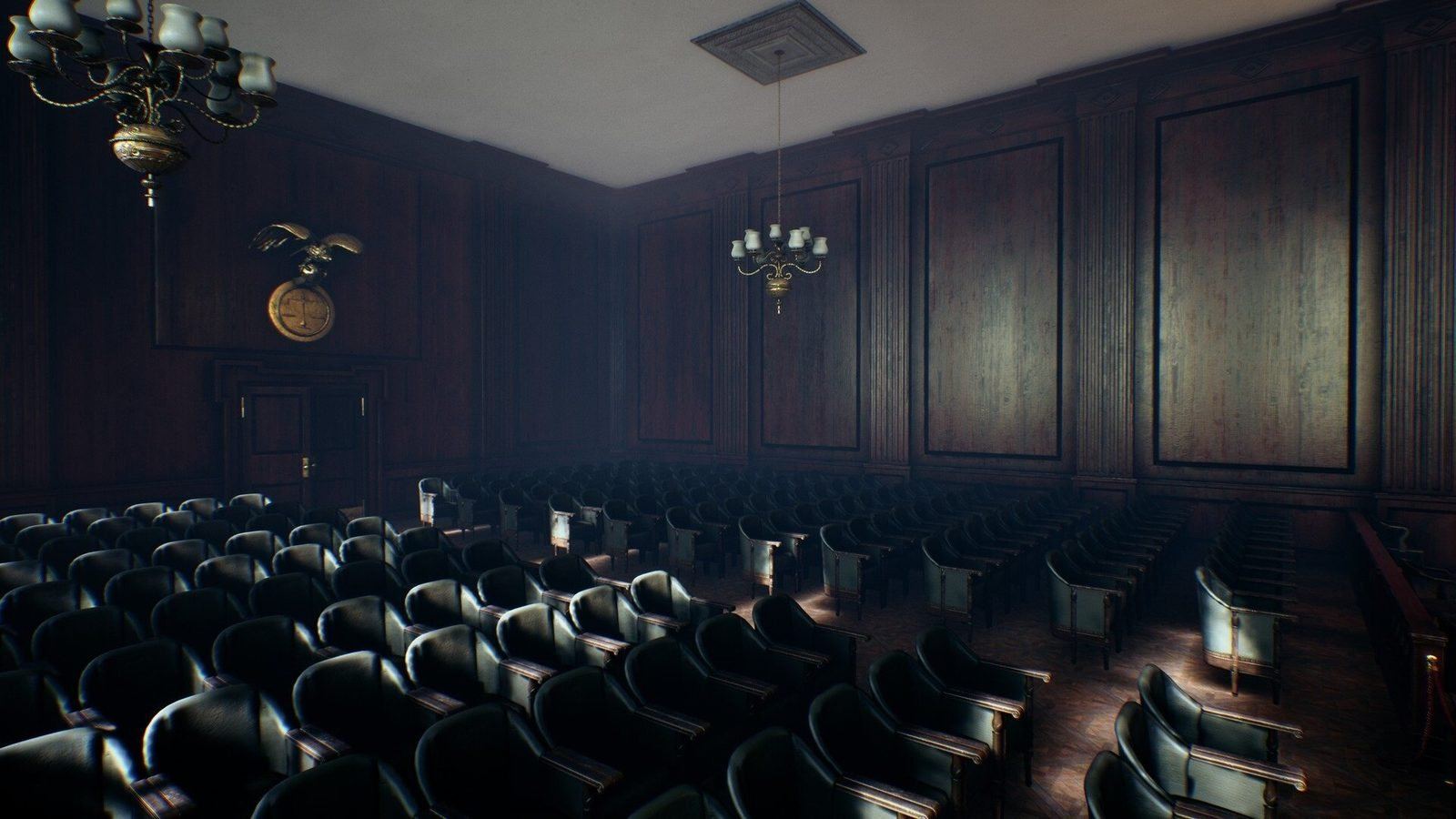 Courtroom virtual production standing set — angle 17 on the L.A. & ABQ Castle Studios stage