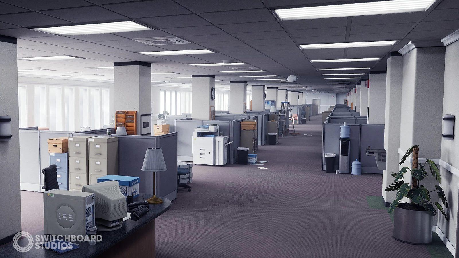Cubicle Office virtual production standing set — angle 3 on the L.A. & ABQ Castle Studios stage