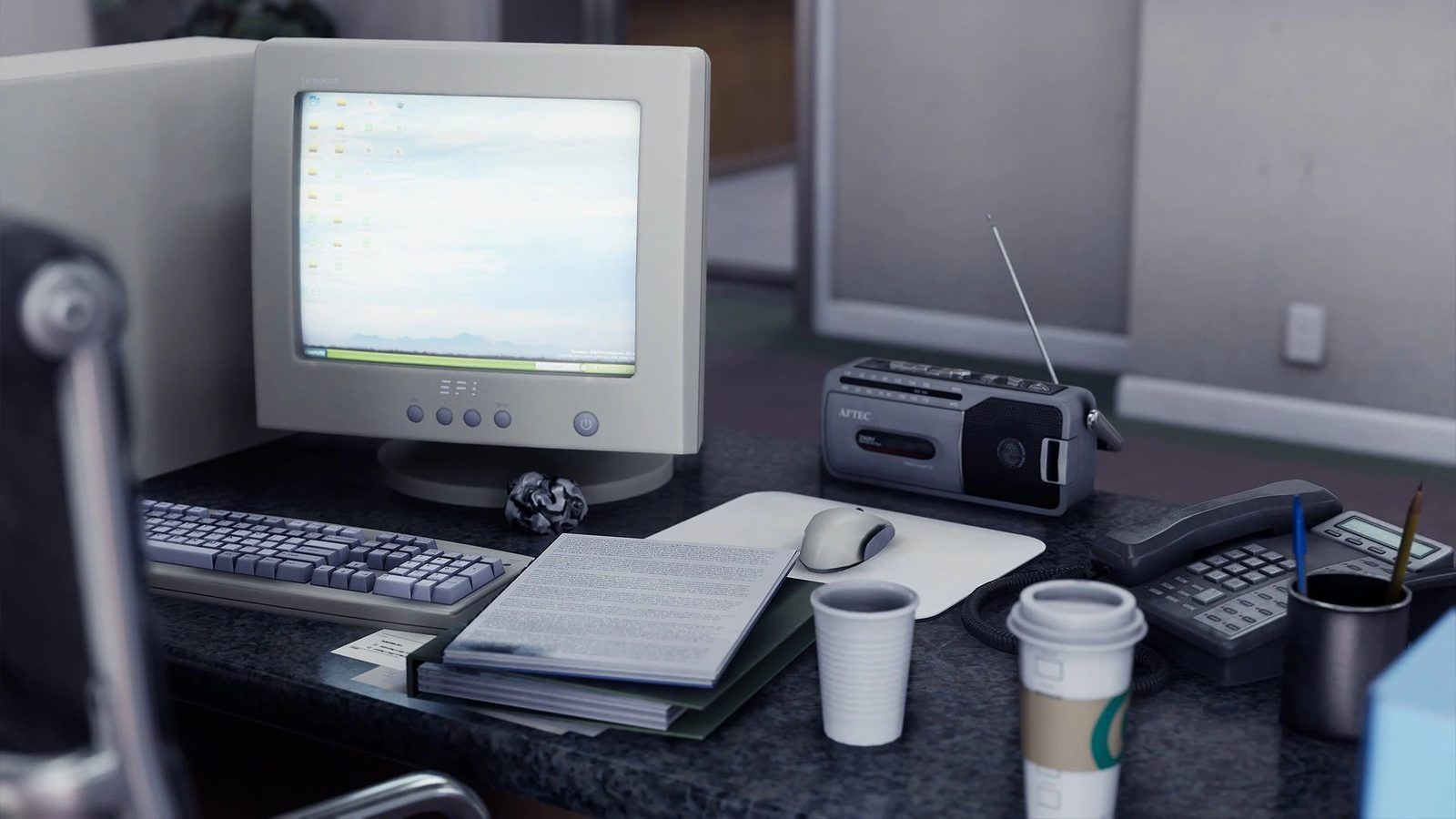 Cubicle Office virtual production standing set — angle 8 on the L.A. & ABQ Castle Studios stage