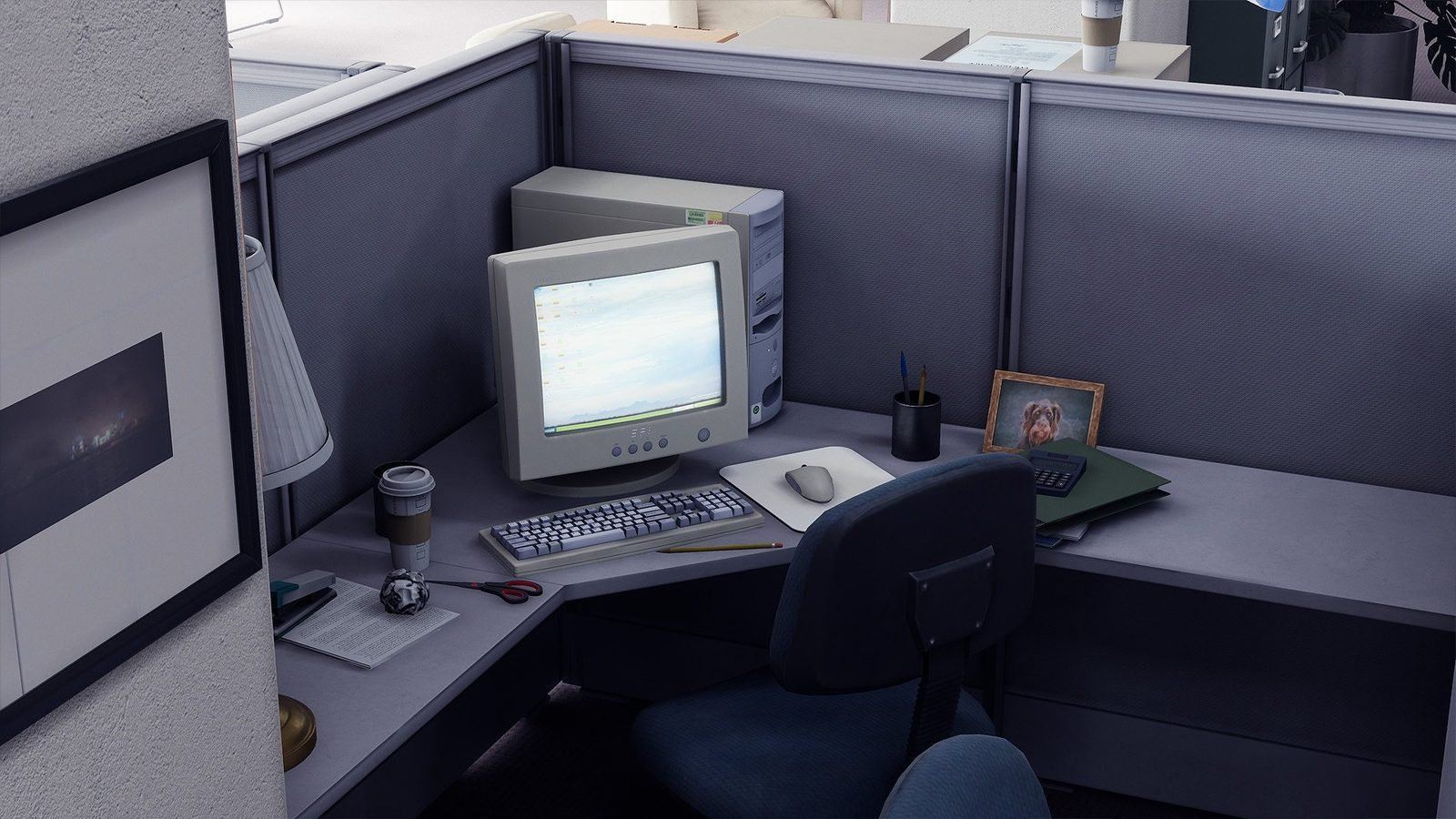 Cubicle Office virtual production standing set — angle 9 on the L.A. & ABQ Castle Studios stage