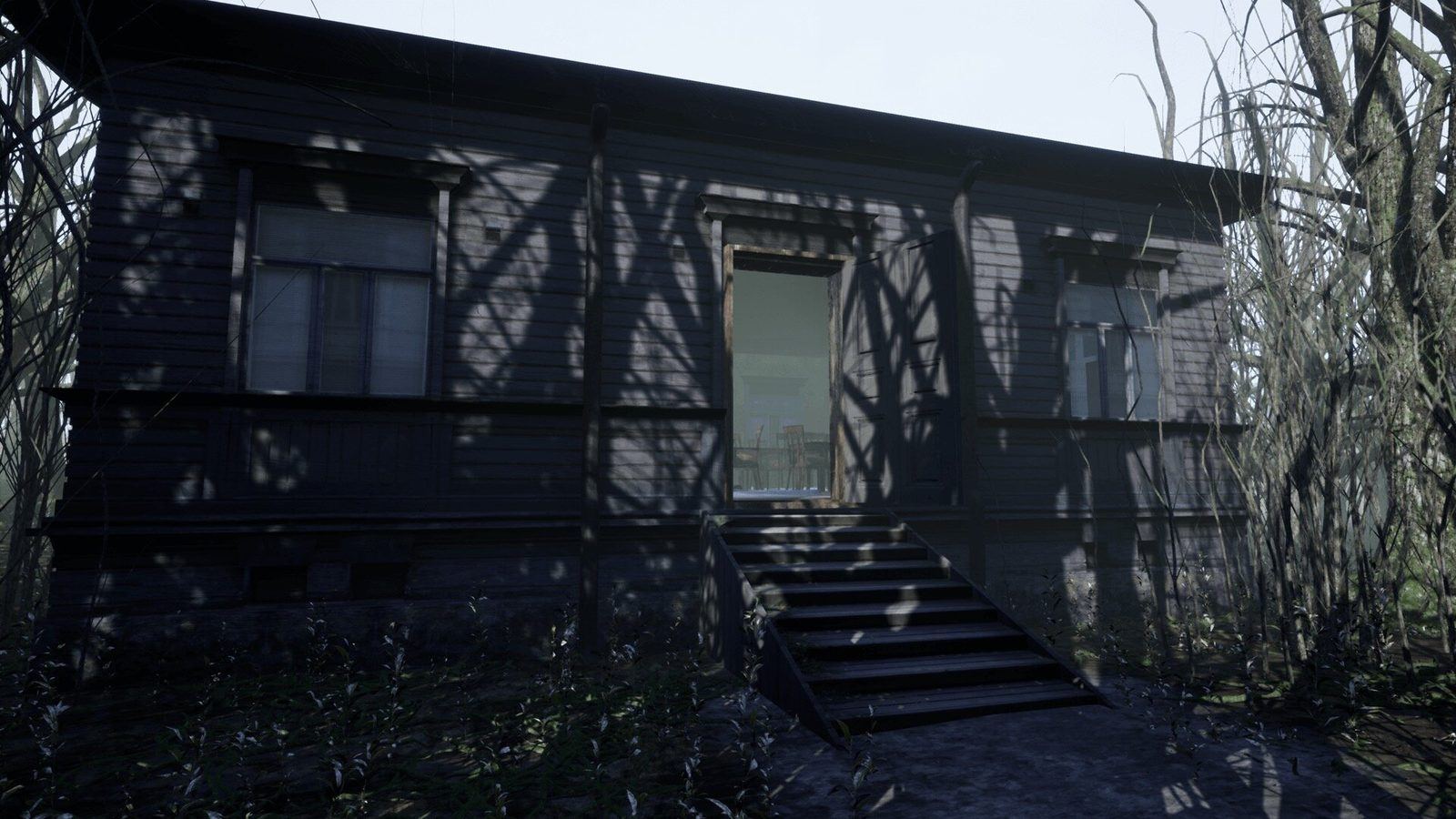 Dark Forest and Cabin virtual production standing set — angle 7 on the L.A. & ABQ Castle Studios stage