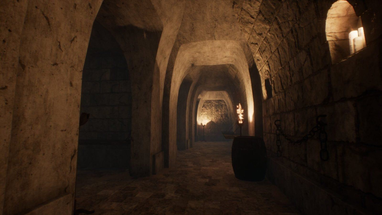 Dungeon virtual production standing set — angle 14 on the L.A. & ABQ Castle Studios stage