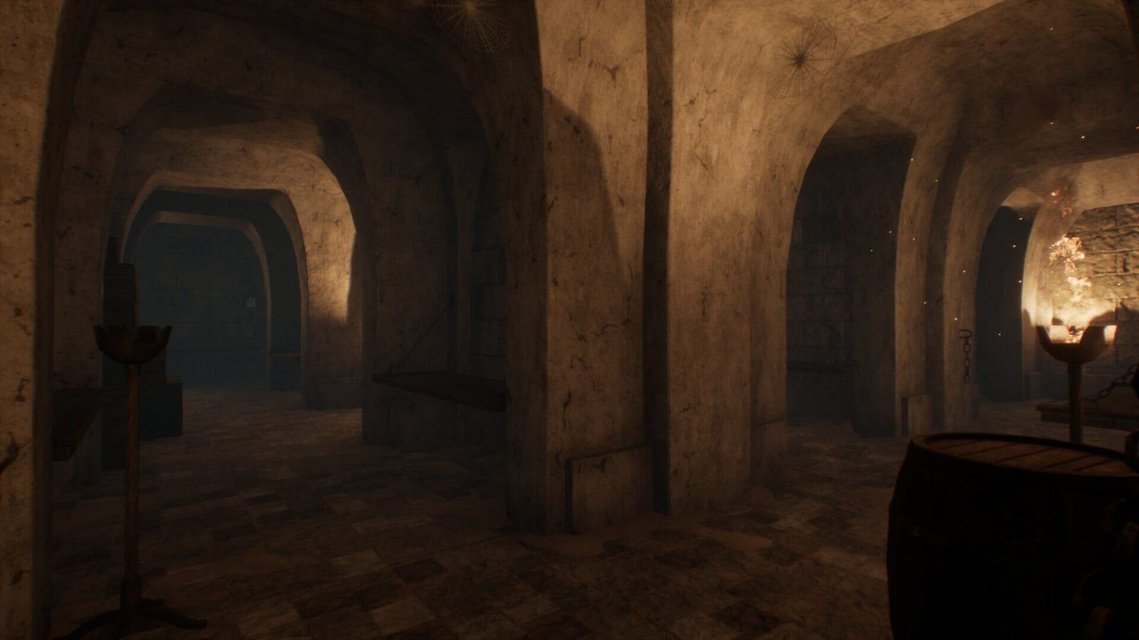 Dungeon virtual production standing set — angle 3 on the L.A. & ABQ Castle Studios stage