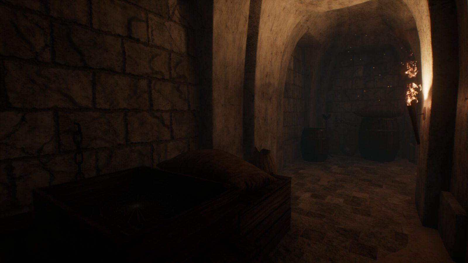 Dungeon virtual production standing set — angle 5 on the L.A. & ABQ Castle Studios stage