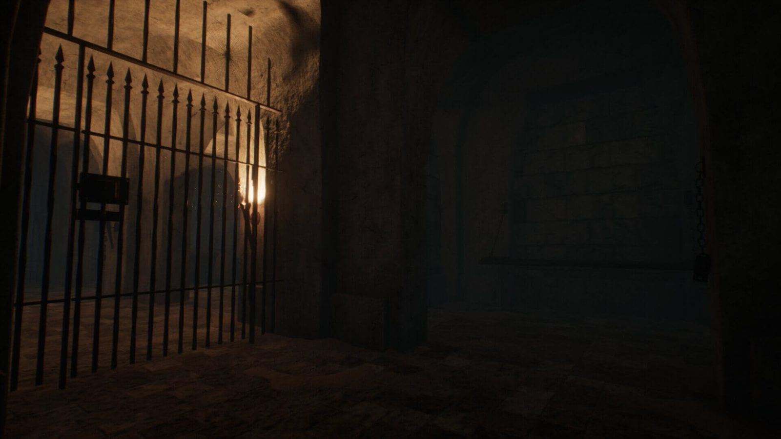 Dungeon virtual production standing set — angle 7 on the L.A. & ABQ Castle Studios stage