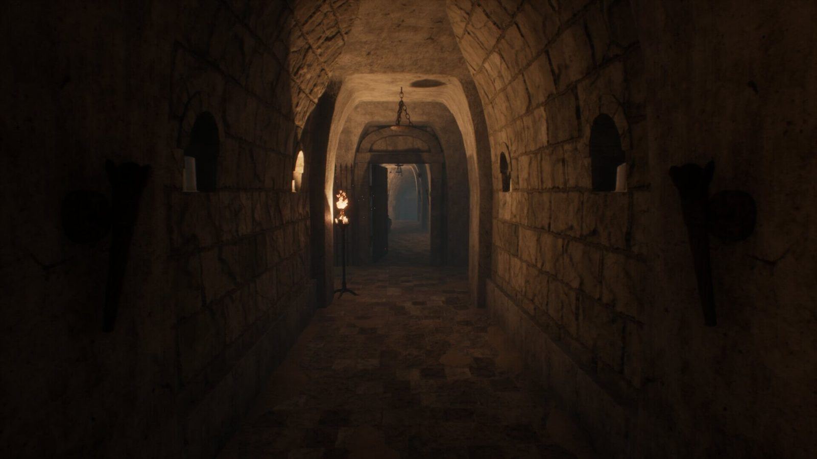 Dungeon virtual production standing set — angle 8 on the L.A. & ABQ Castle Studios stage