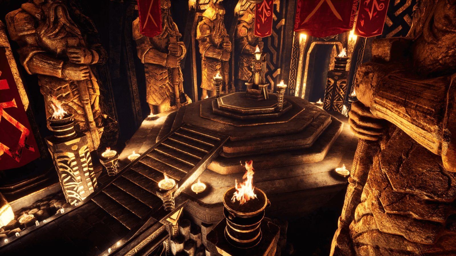 Dwarven Temple virtual production standing set — angle 11 on the L.A. & ABQ Castle Studios stage