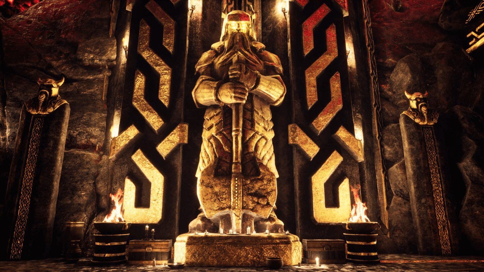 Dwarven Temple virtual production standing set — angle 12 on the L.A. & ABQ Castle Studios stage