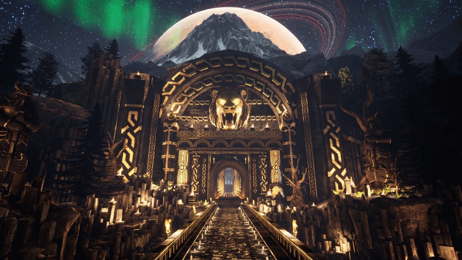 Dwarven Temple virtual production standing set — angle 17 on the L.A. & ABQ Castle Studios stage