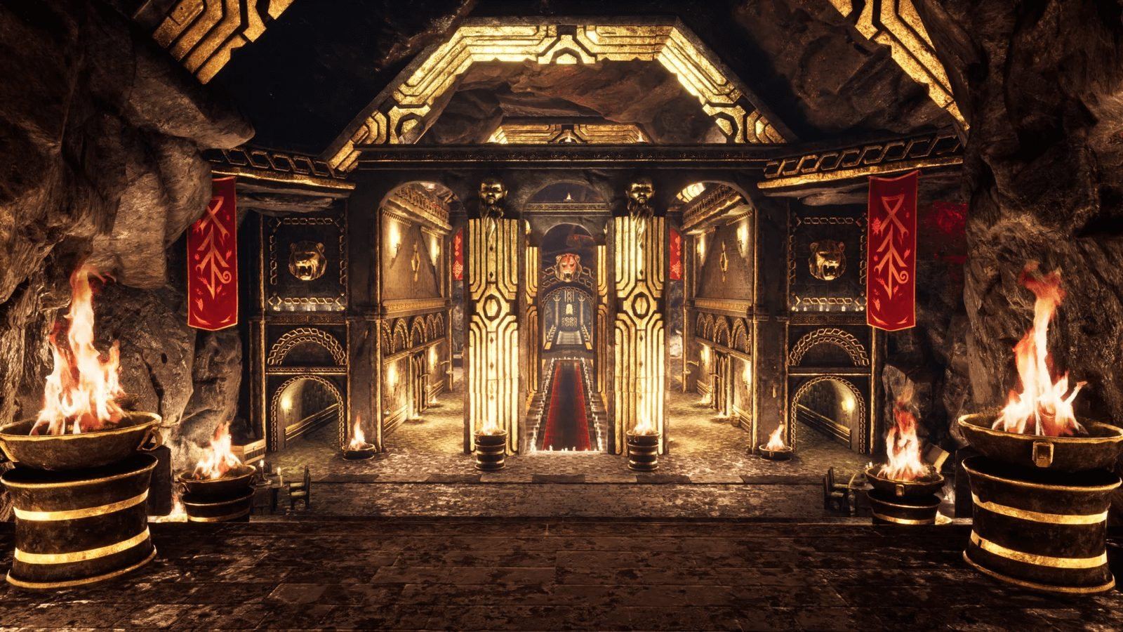 Dwarven Temple virtual production standing set — angle 18 on the L.A. & ABQ Castle Studios stage