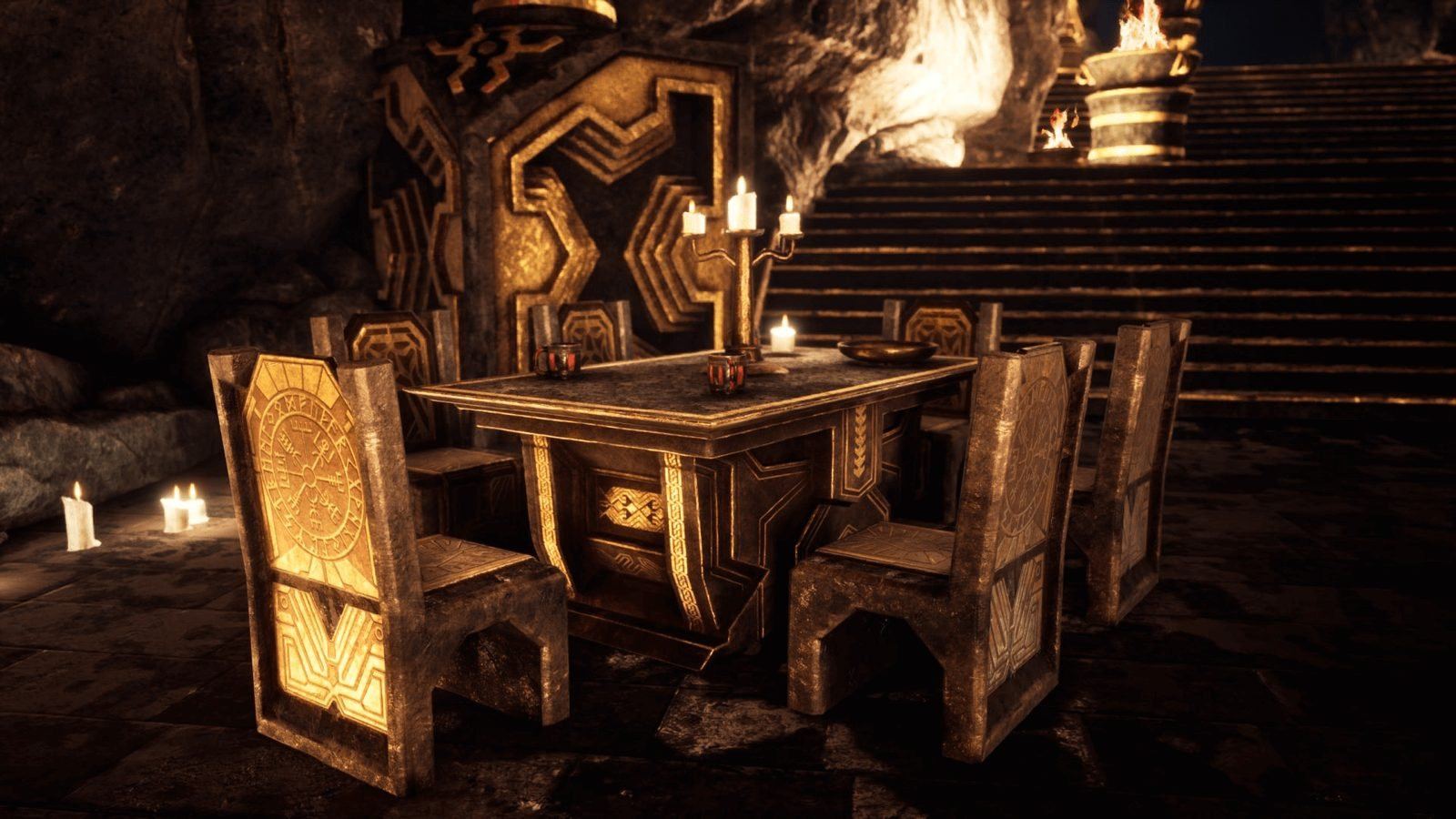 Dwarven Temple virtual production standing set — angle 20 on the L.A. & ABQ Castle Studios stage