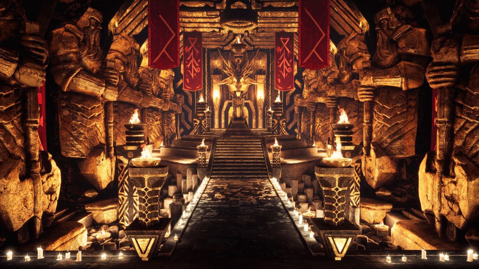 Dwarven Temple virtual production standing set — angle 4 on the L.A. & ABQ Castle Studios stage