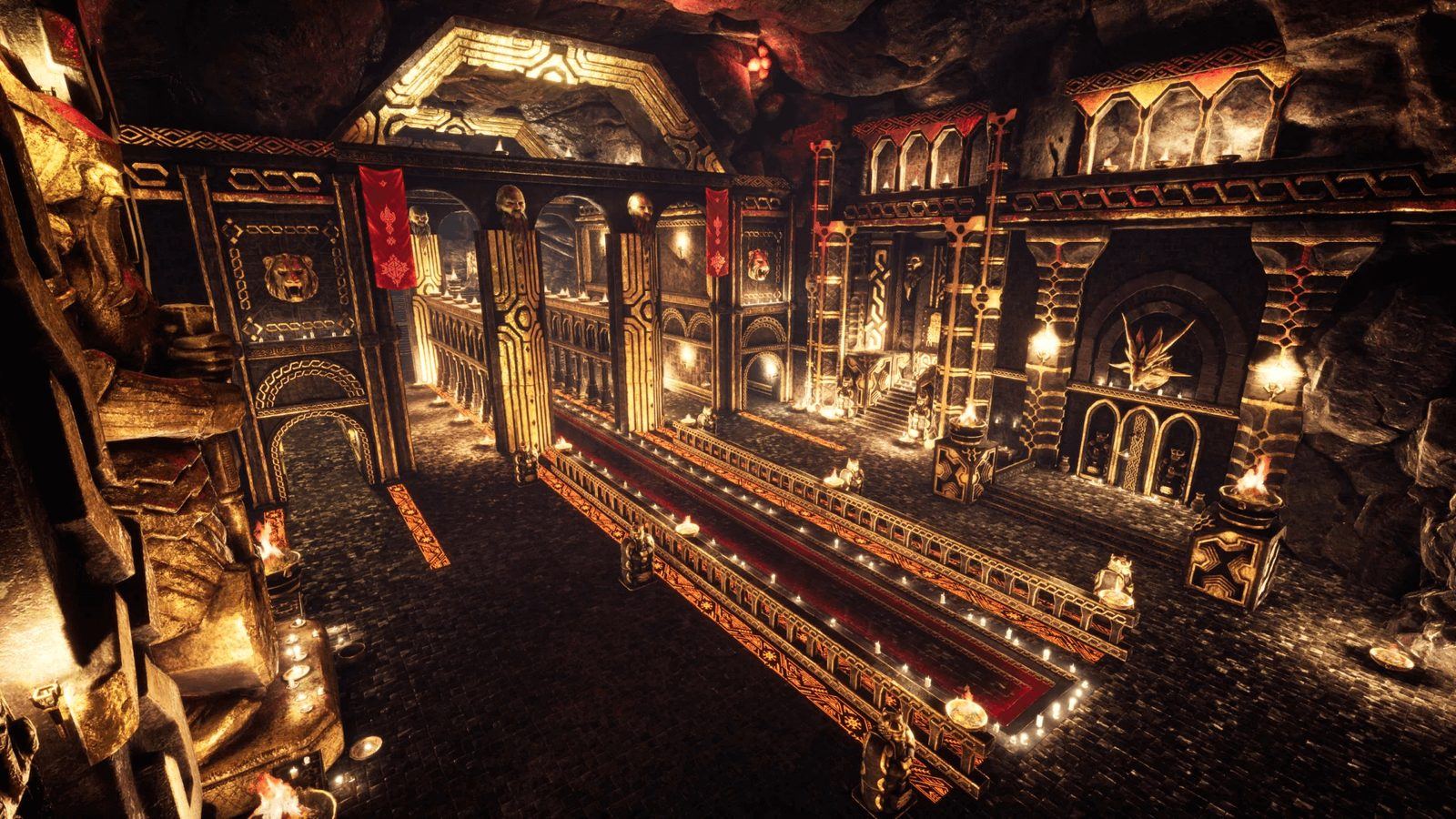 Dwarven Temple virtual production standing set — angle 6 on the L.A. & ABQ Castle Studios stage