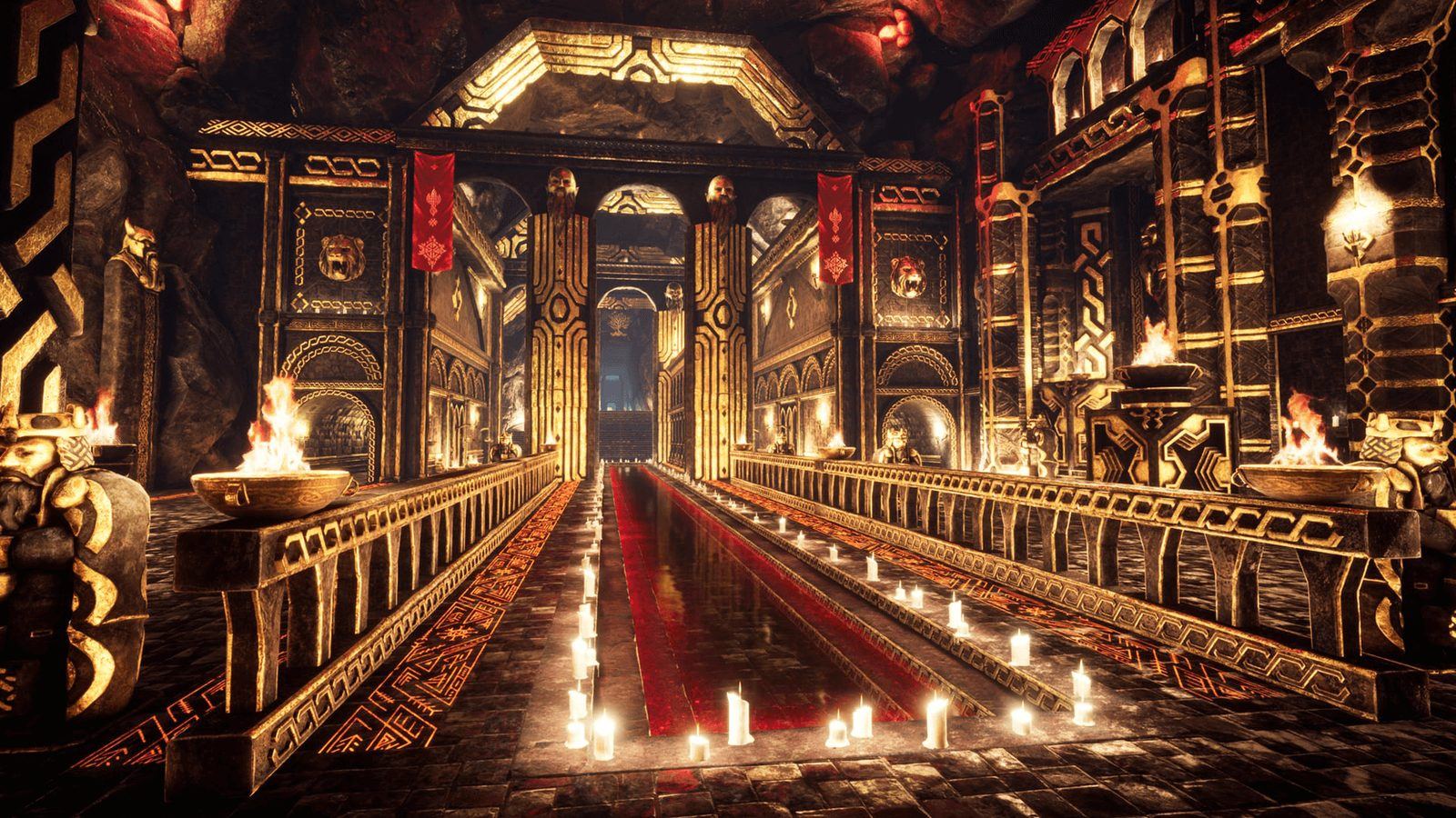 Dwarven Temple virtual production standing set — angle 7 on the L.A. & ABQ Castle Studios stage