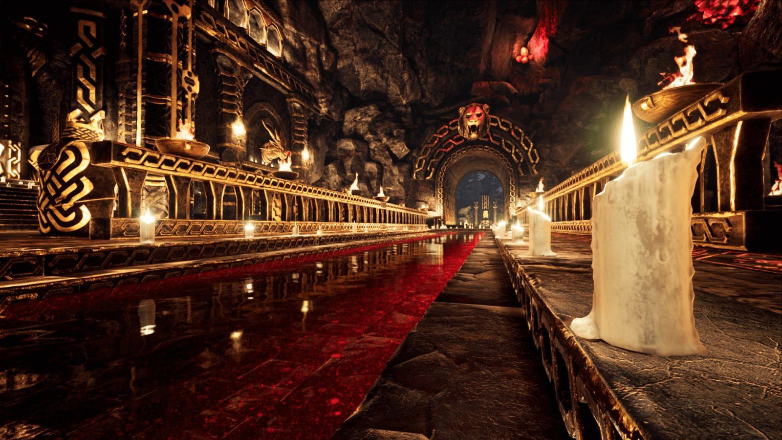 Dwarven Temple virtual production standing set — angle 8 on the L.A. & ABQ Castle Studios stage