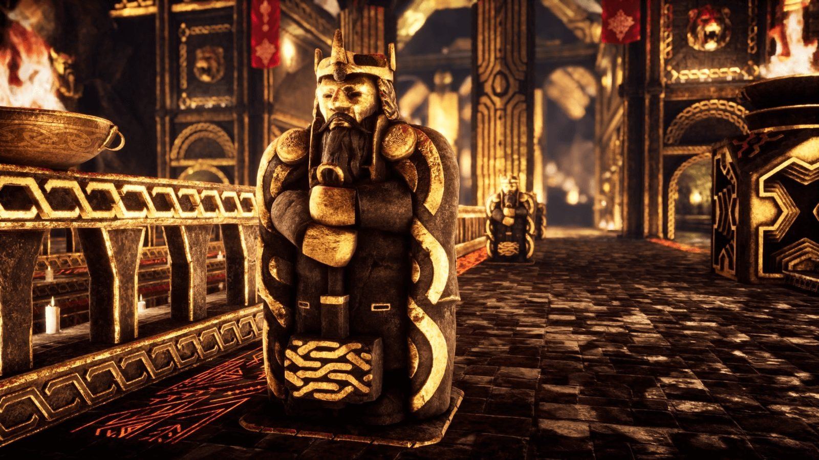 Dwarven Temple virtual production standing set — angle 10 on the L.A. & ABQ Castle Studios stage