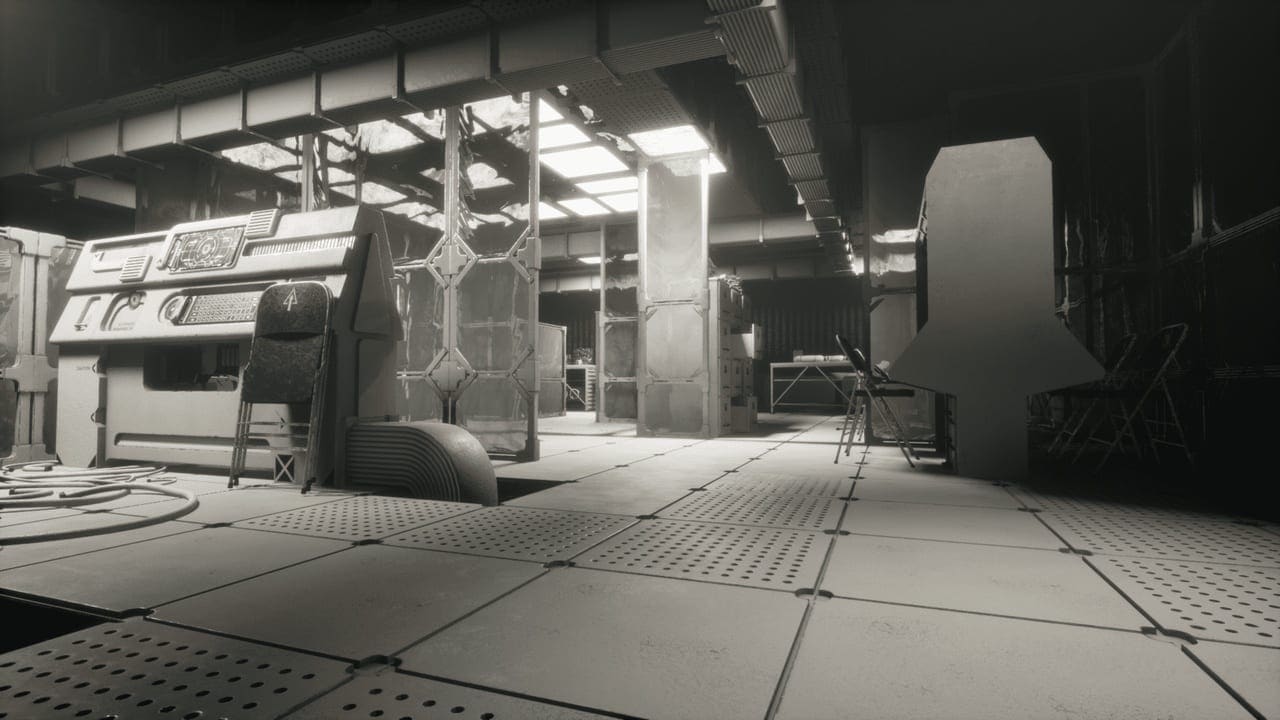 Dystopian Lab virtual production standing set — angle 4 on the L.A. & ABQ Castle Studios stage