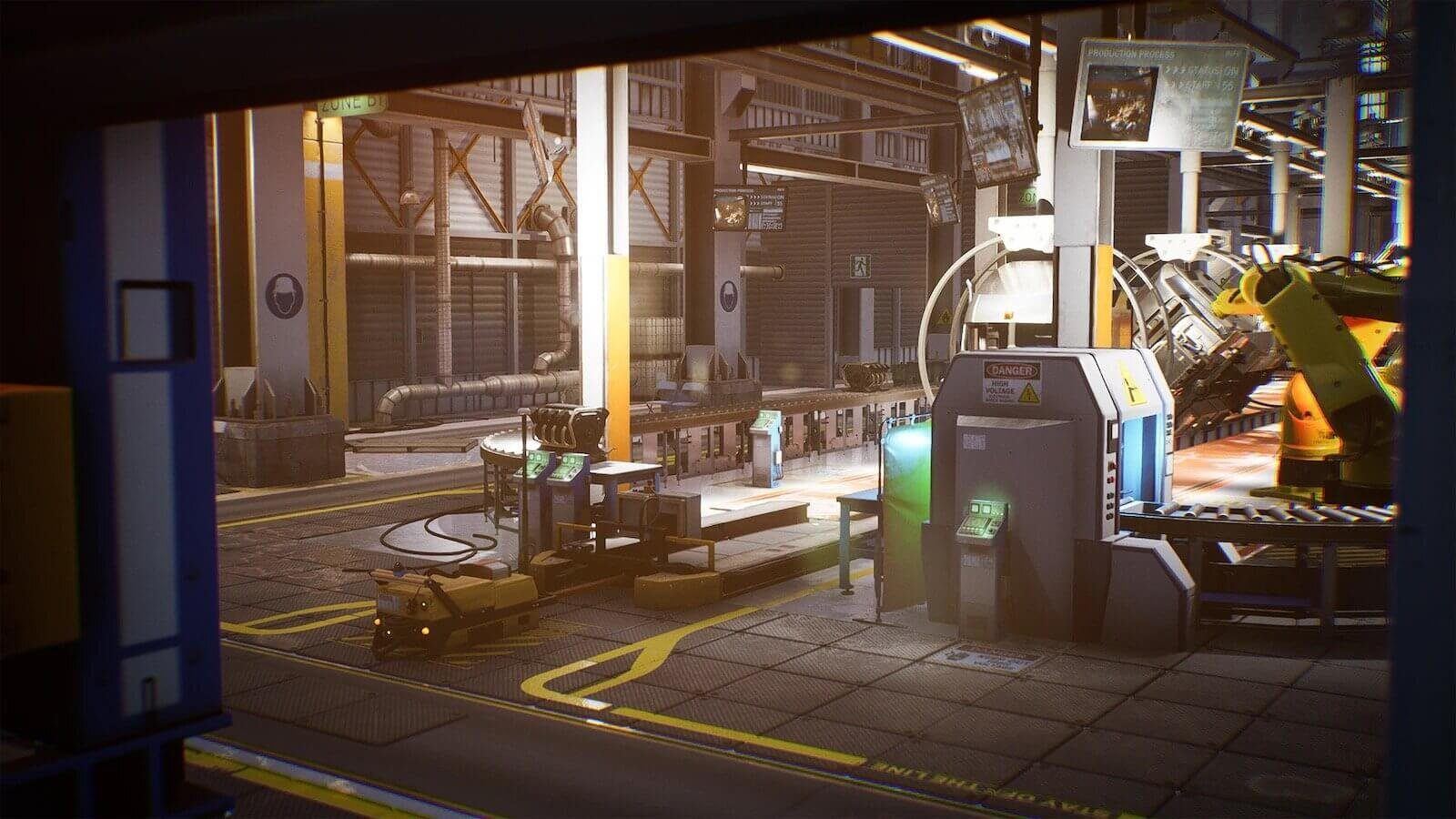 Factory virtual production standing set — angle 4 on the L.A. & ABQ Castle Studios stage