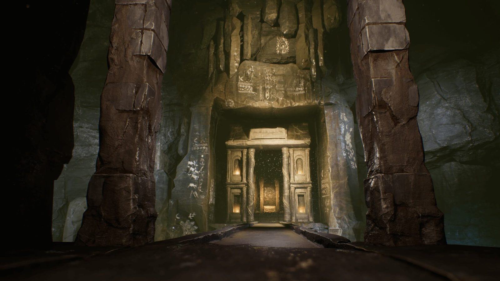 Fantasy Cave virtual production standing set — angle 3 on the L.A. & ABQ Castle Studios stage