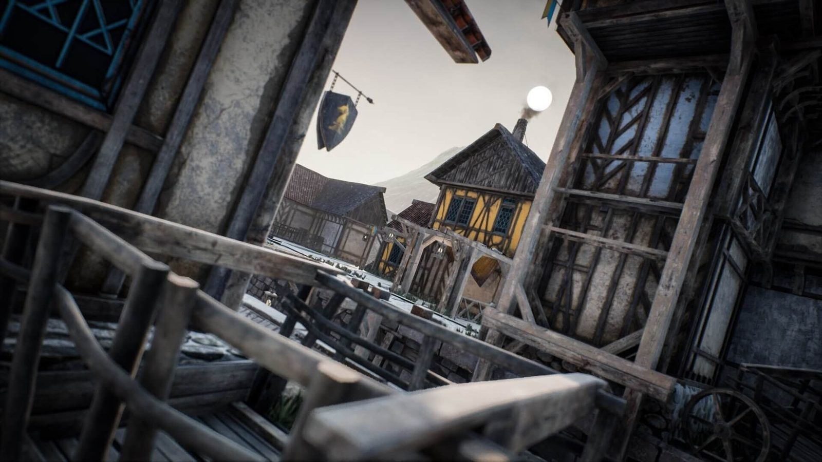 Fantasy & Medieval Village virtual production standing set — angle 6 on the L.A. & ABQ Castle Studios stage