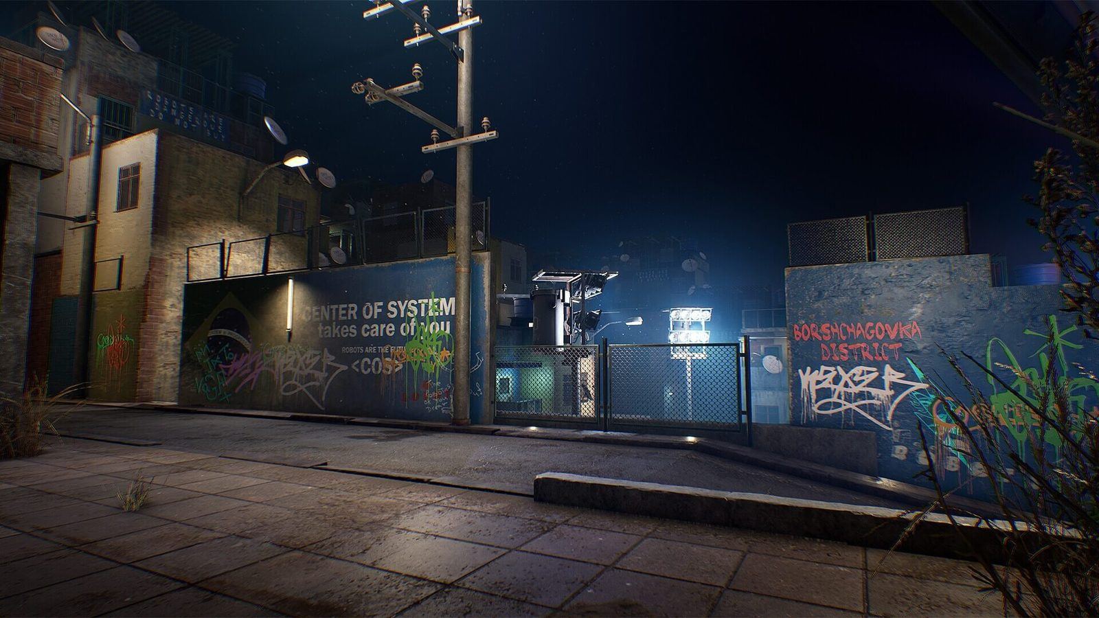 Favelas with Soccer Field virtual production standing set — angle 2 on the L.A. & ABQ Castle Studios stage