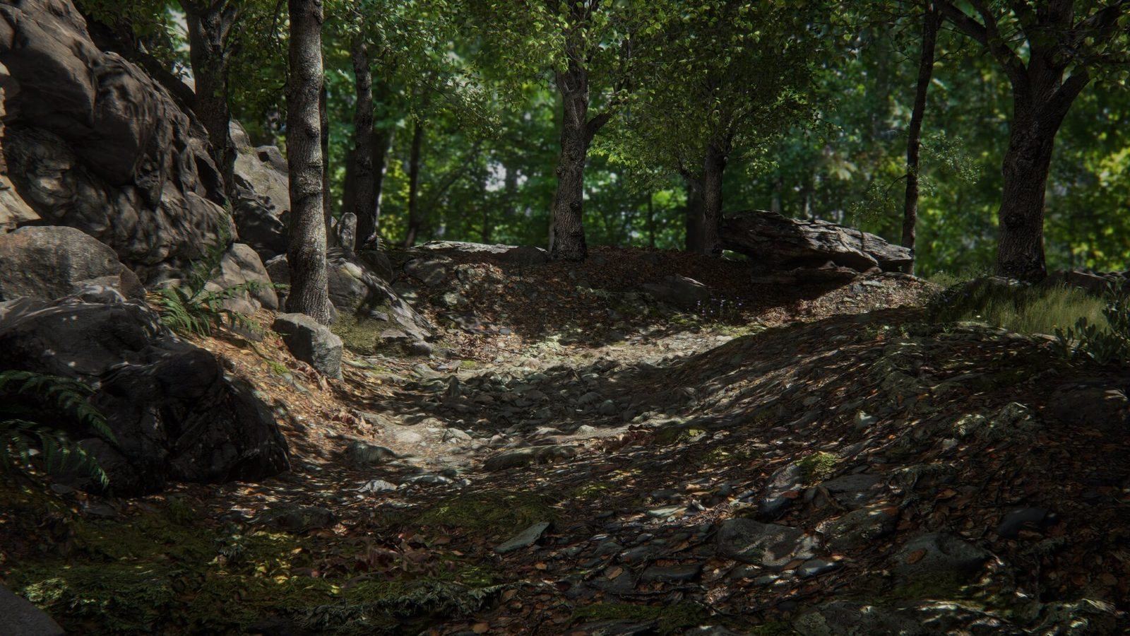 Forest virtual production standing set — angle 9 on the L.A. & ABQ Castle Studios stage