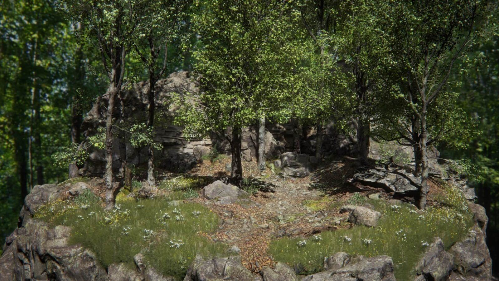 Forest virtual production standing set — angle 10 on the L.A. & ABQ Castle Studios stage