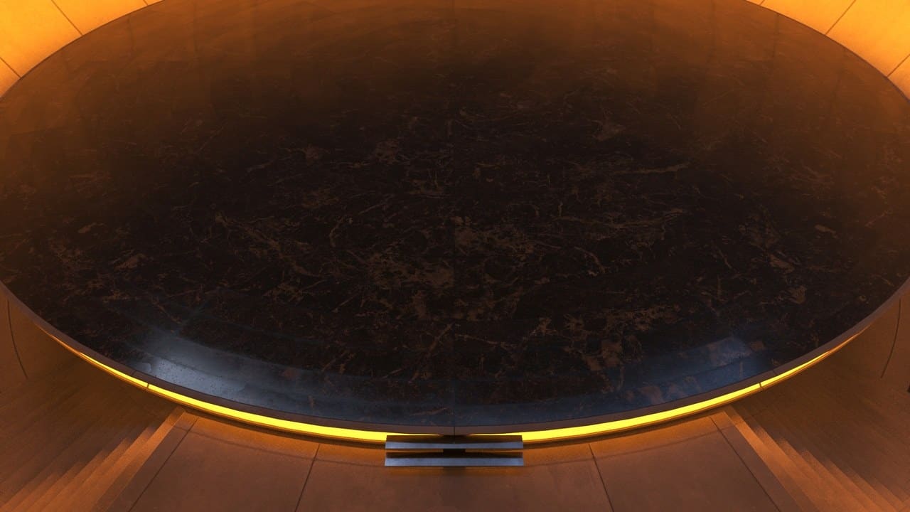 Futuristic Dome Chamber virtual production standing set — angle 7 on the L.A. & ABQ Castle Studios stage
