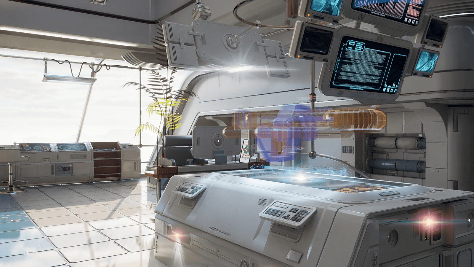 Futuristic Living Quarters virtual production standing set — angle 2 on the L.A. & ABQ Castle Studios stage