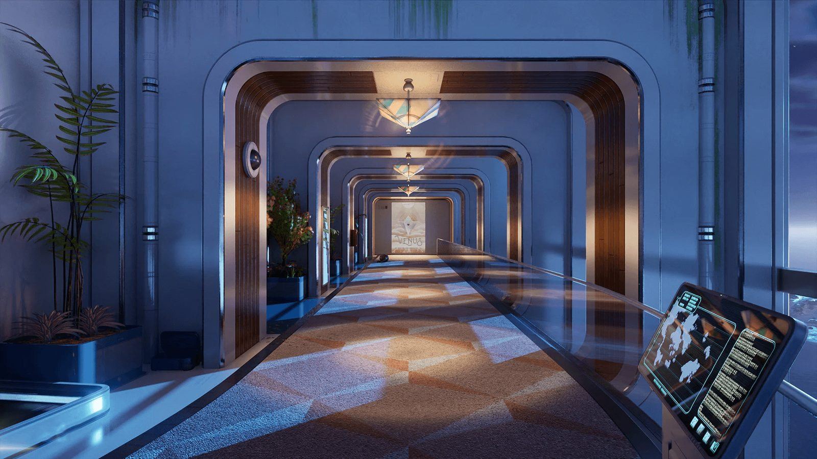 Futuristic Living Quarters virtual production standing set — angle 13 on the L.A. & ABQ Castle Studios stage