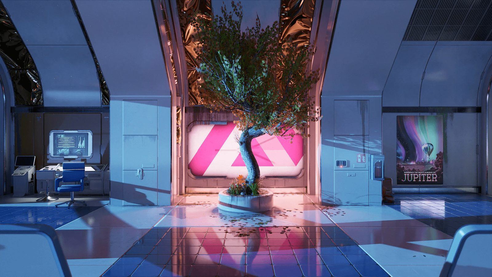 Futuristic Living Quarters virtual production standing set — angle 14 on the L.A. & ABQ Castle Studios stage