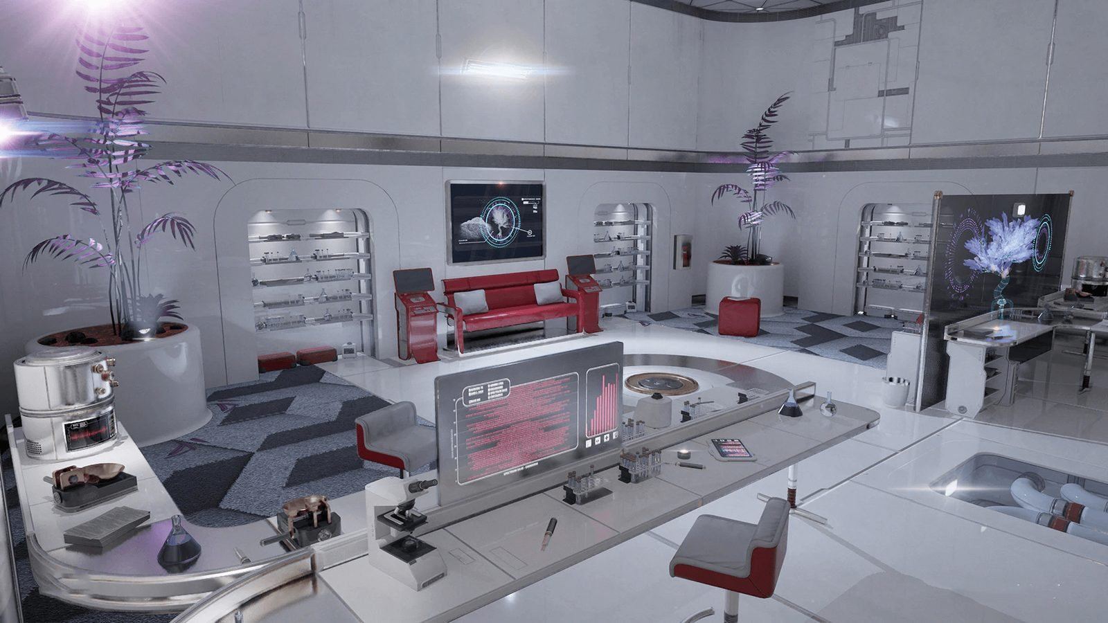 Futuristic Living Quarters virtual production standing set — angle 17 on the L.A. & ABQ Castle Studios stage