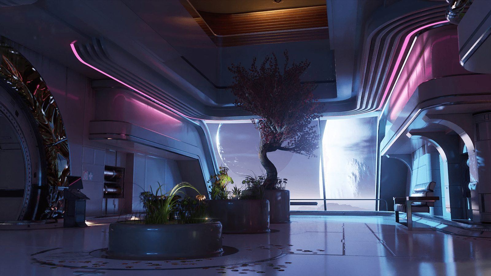 Futuristic Living Quarters virtual production standing set — angle 18 on the L.A. & ABQ Castle Studios stage