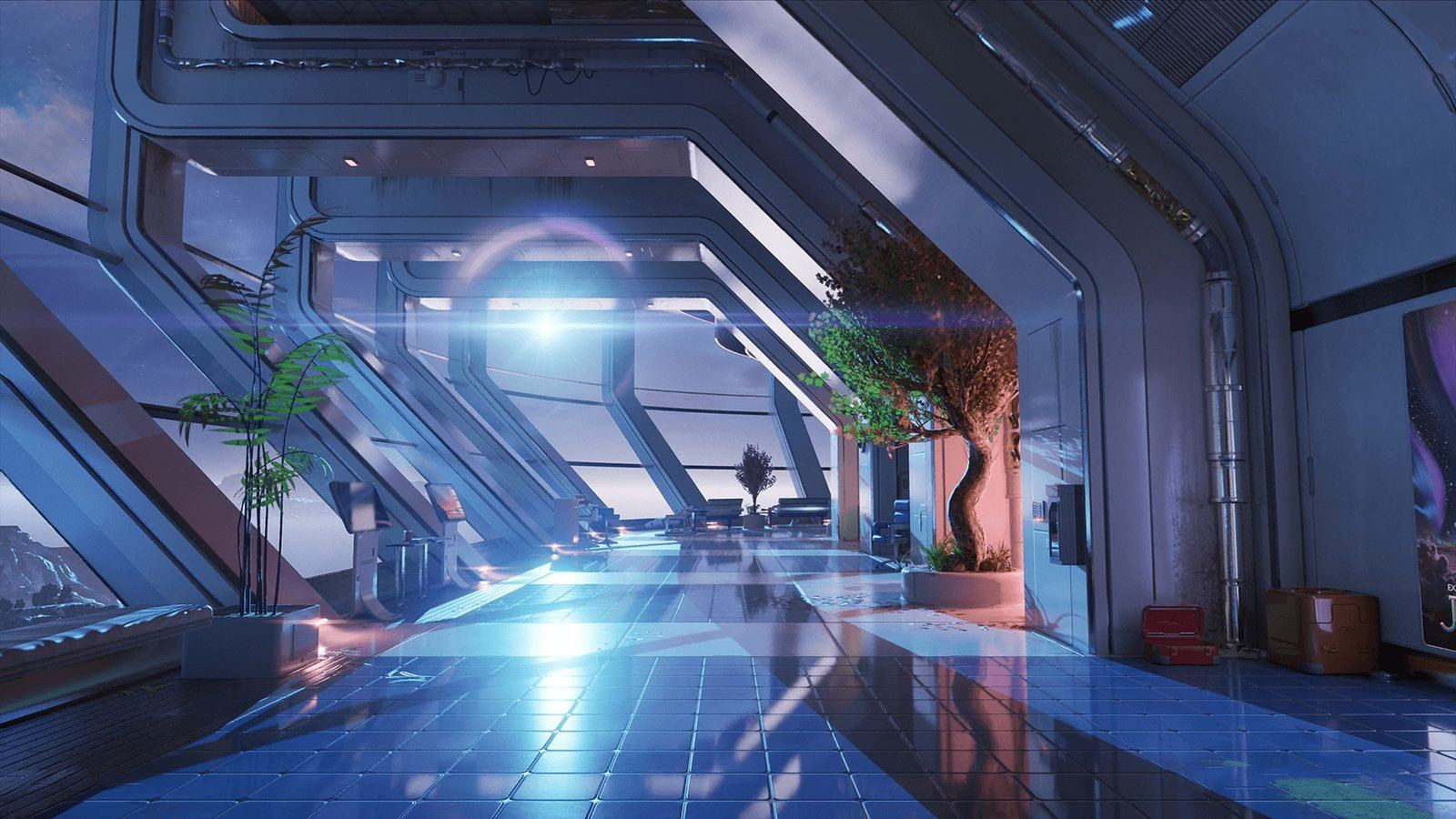 Futuristic Living Quarters virtual production standing set — angle 19 on the L.A. & ABQ Castle Studios stage