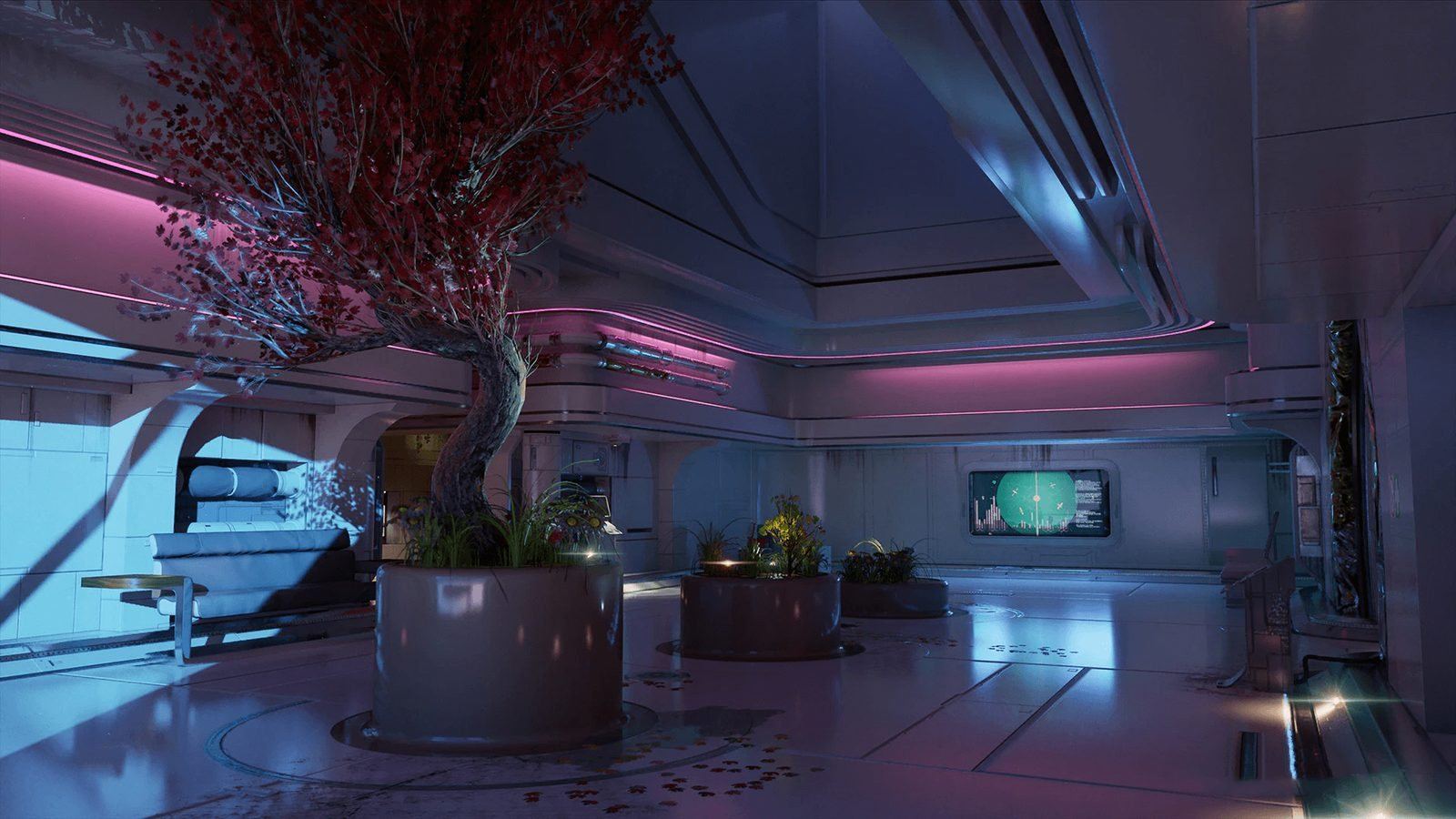 Futuristic Living Quarters virtual production standing set — angle 20 on the L.A. & ABQ Castle Studios stage
