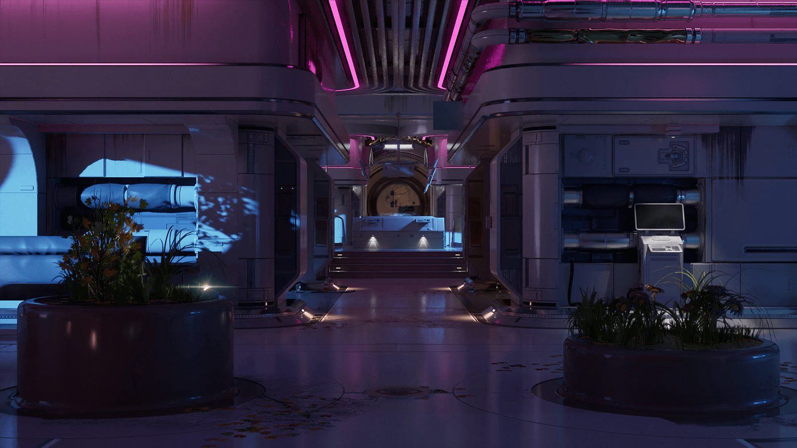 Futuristic Living Quarters virtual production standing set — angle 7 on the L.A. & ABQ Castle Studios stage