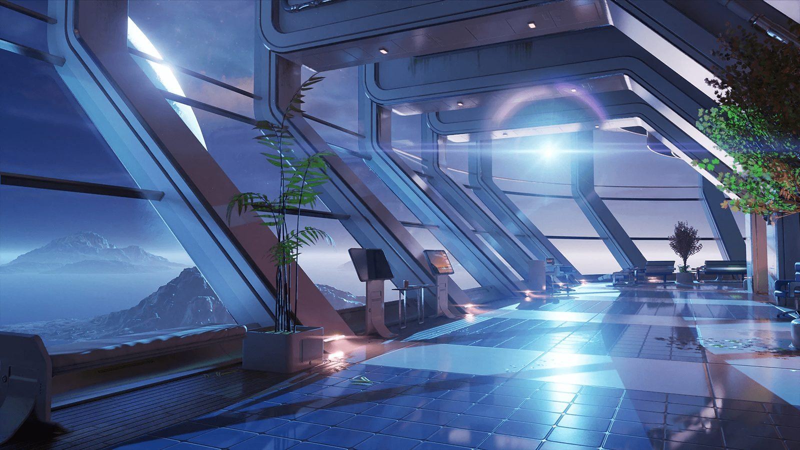 Futuristic Living Quarters virtual production standing set — angle 10 on the L.A. & ABQ Castle Studios stage