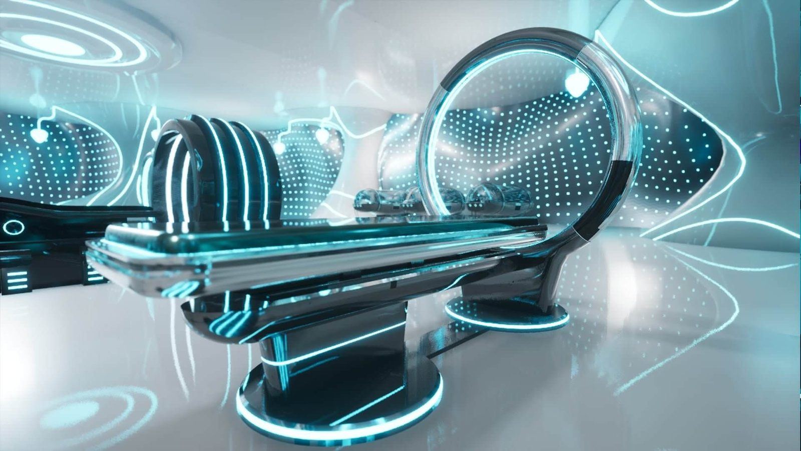 Futuristic Science Laboratory virtual production standing set — angle 7 on the L.A. & ABQ Castle Studios stage