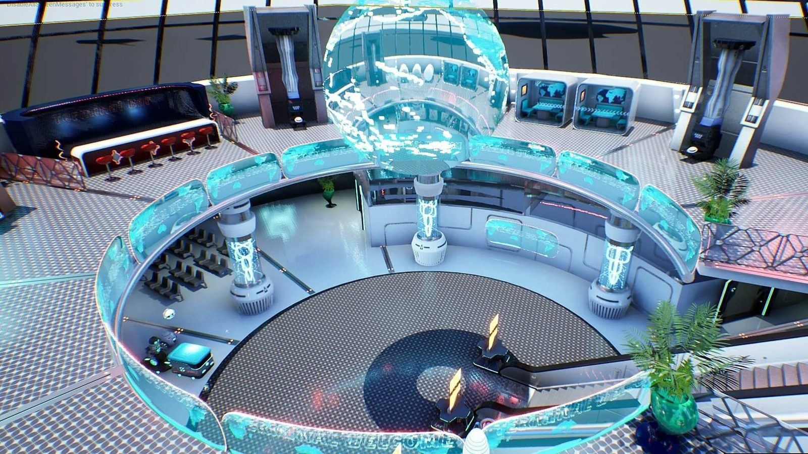 Futuristic Spaceport virtual production standing set — angle 2 on the L.A. & ABQ Castle Studios stage