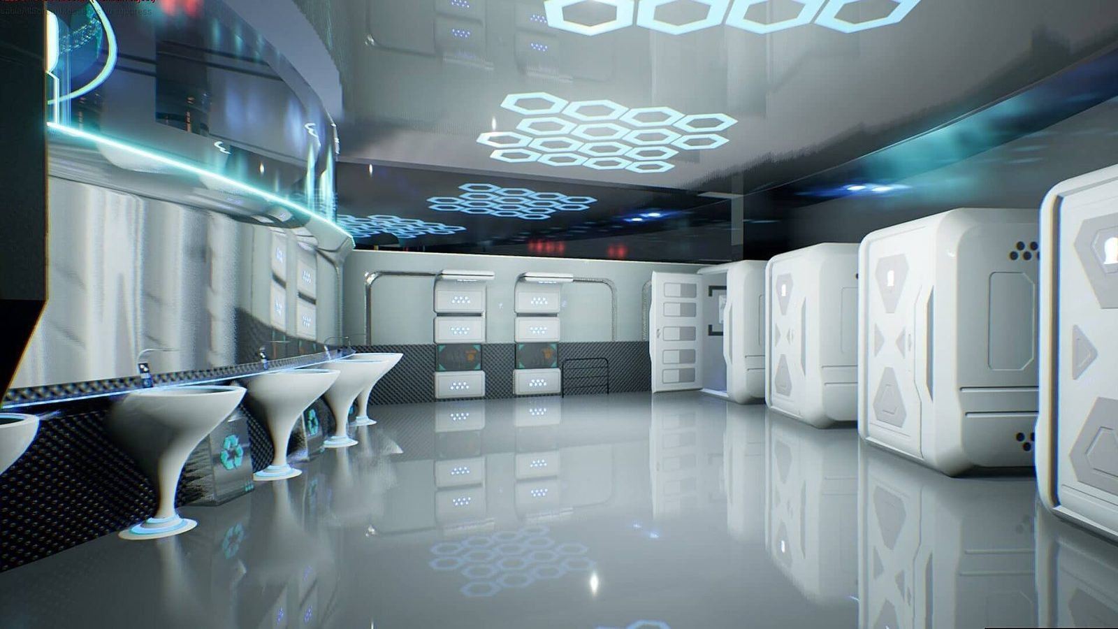 Futuristic Spaceport virtual production standing set — angle 11 on the L.A. & ABQ Castle Studios stage