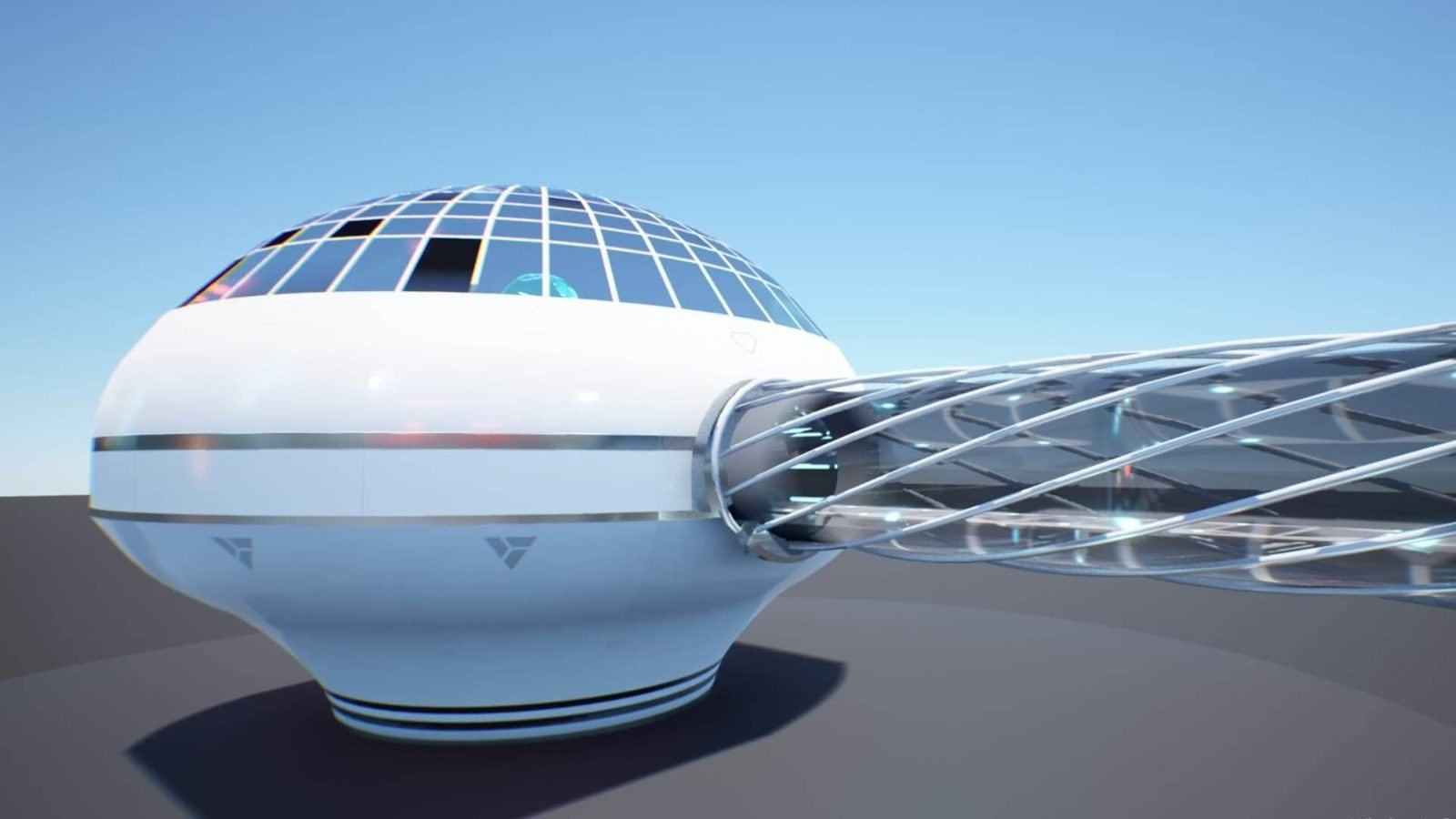 Futuristic Spaceport virtual production standing set — angle 13 on the L.A. & ABQ Castle Studios stage
