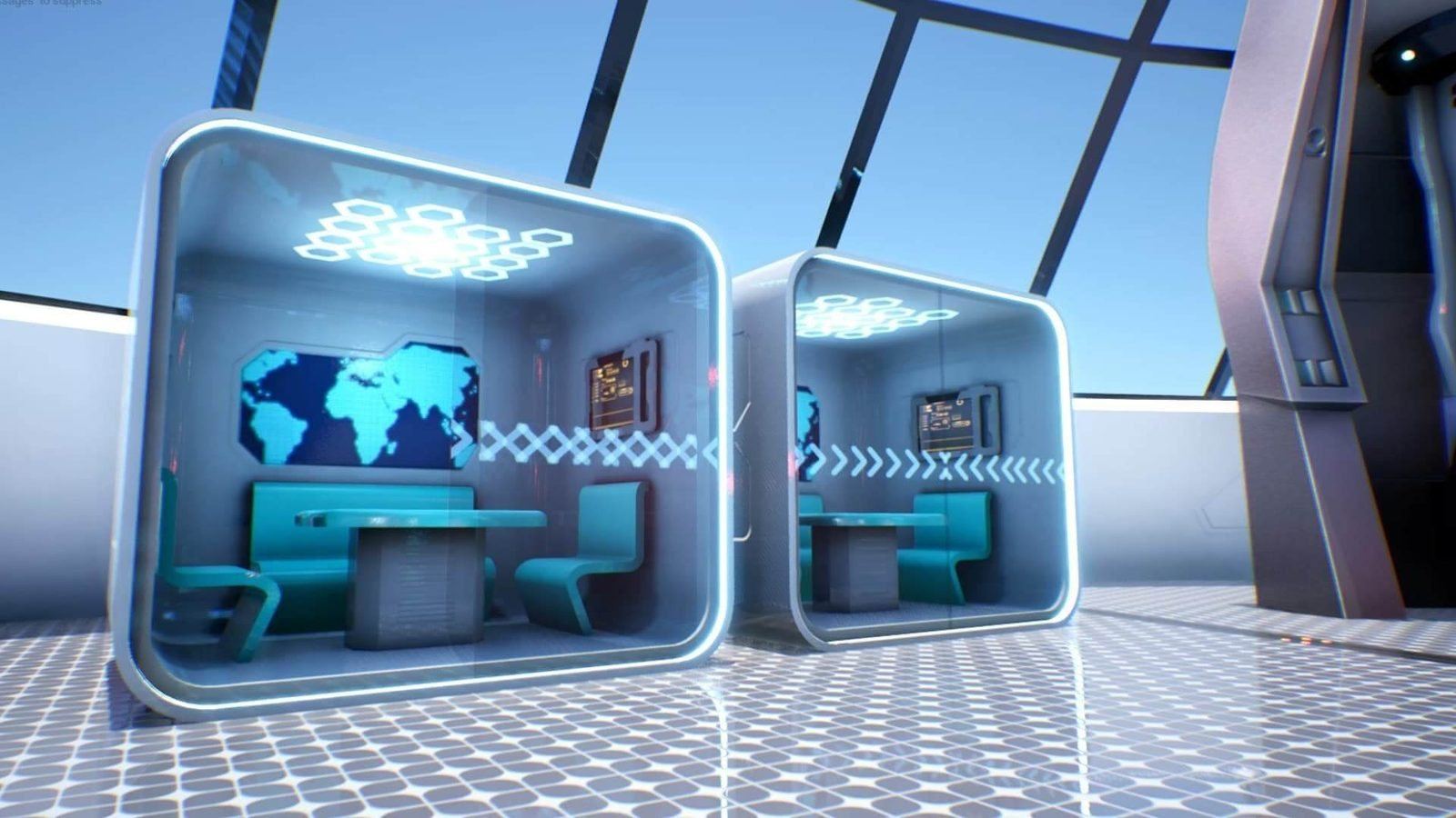 Futuristic Spaceport virtual production standing set — angle 19 on the L.A. & ABQ Castle Studios stage
