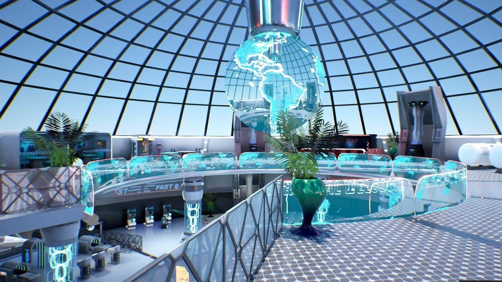 Futuristic Spaceport virtual production standing set — angle 22 on the L.A. & ABQ Castle Studios stage