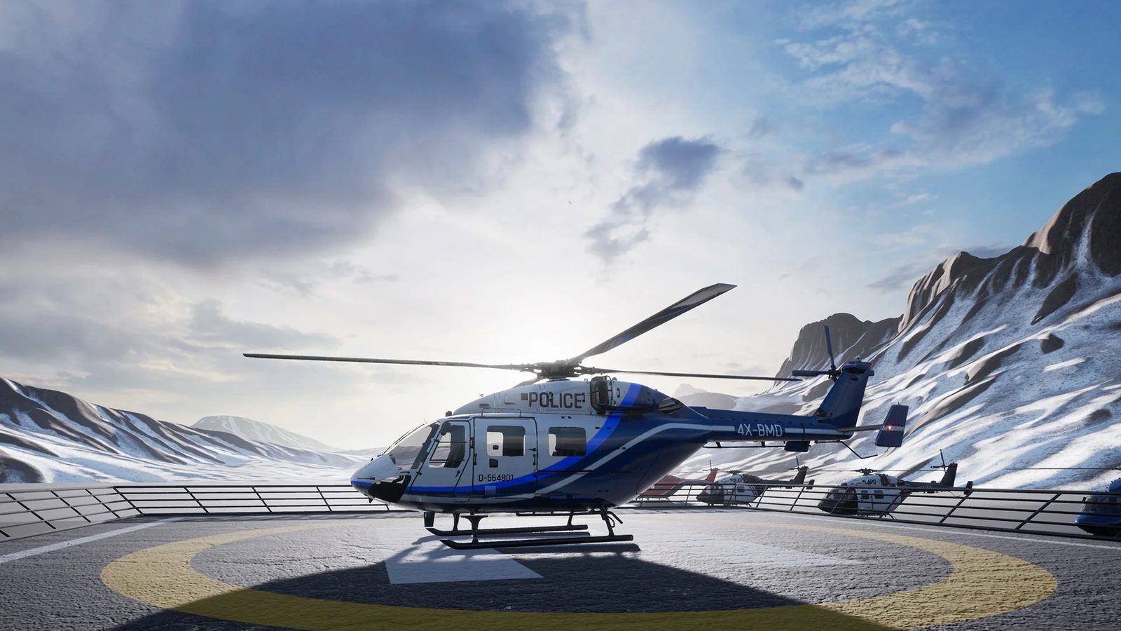 Helicopter virtual production standing set — angle 4 on the L.A. & ABQ Castle Studios stage