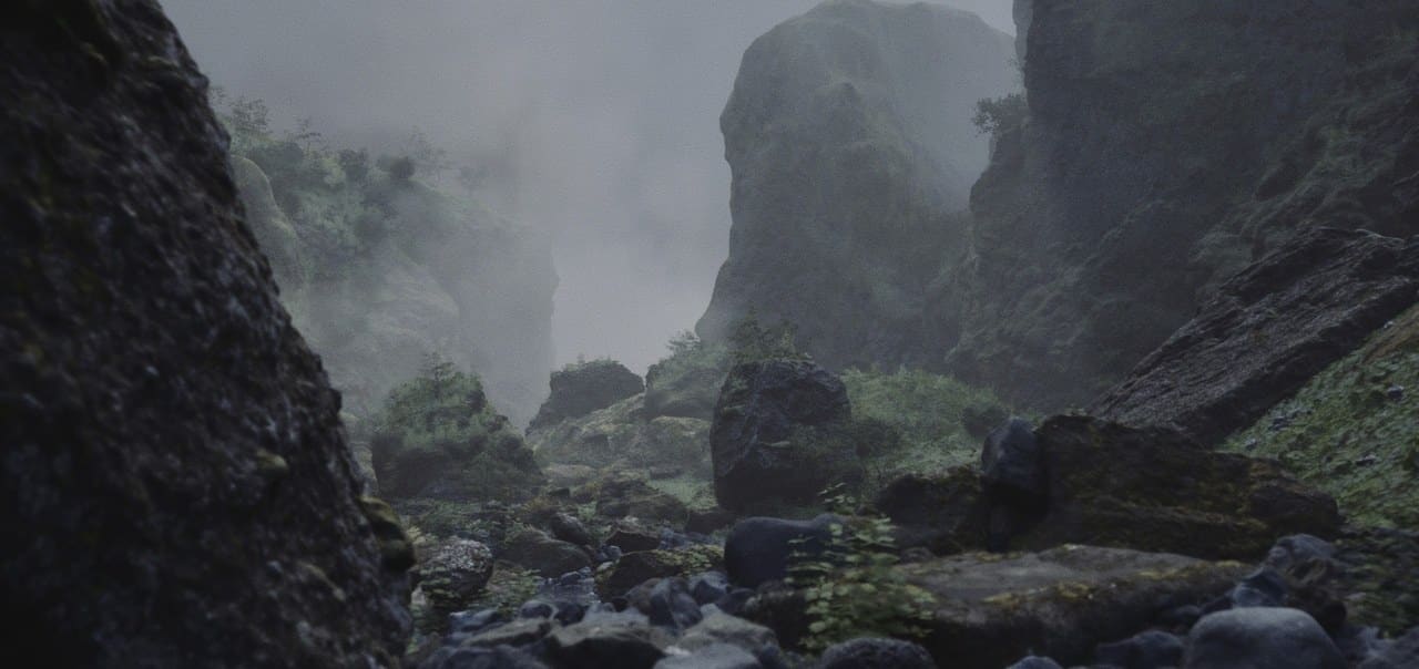 Icelandic Canyon virtual production standing set — angle 5 on the L.A. & ABQ Castle Studios stage