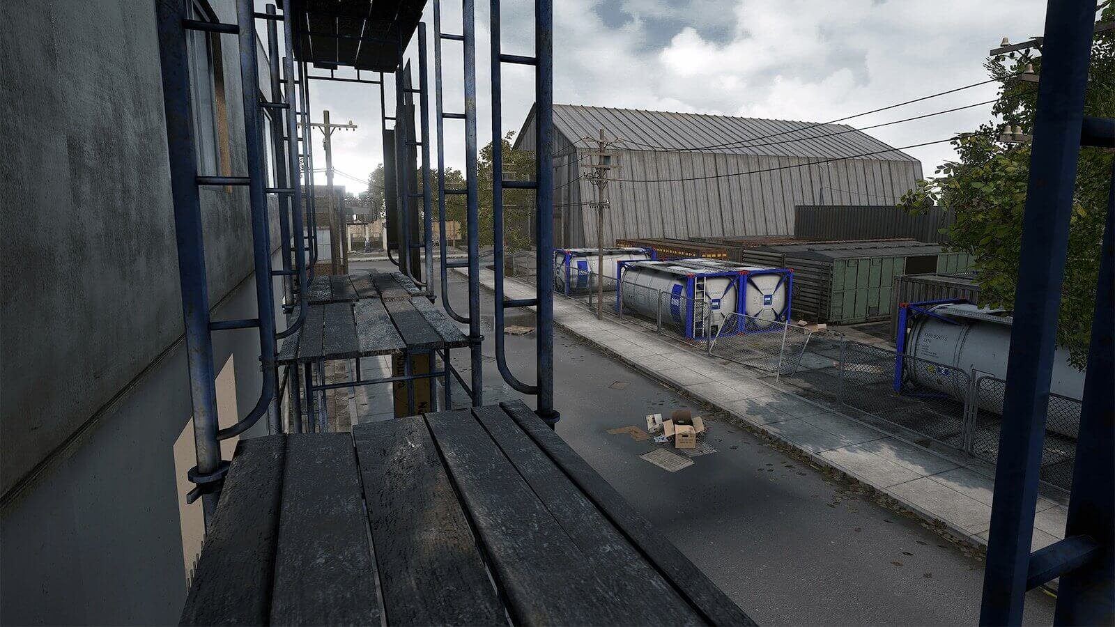 Industrial Area virtual production standing set — angle 2 on the L.A. & ABQ Castle Studios stage