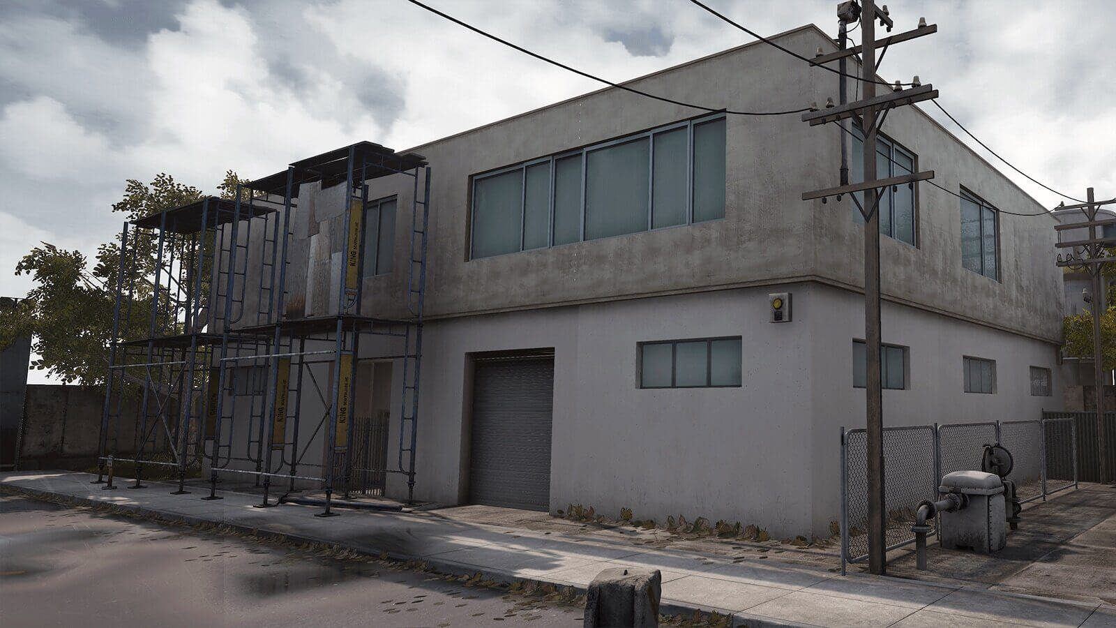 Industrial Area virtual production standing set — angle 6 on the L.A. & ABQ Castle Studios stage